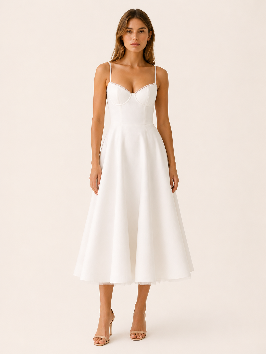 Satin Corset Midi Dress – Tulle Skirt – JV London