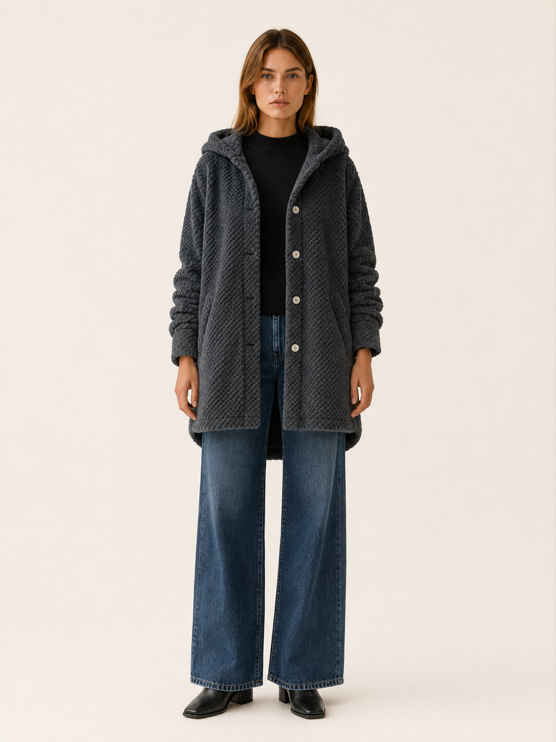 Etheldra | Women's Hooded Textured Winter Coat