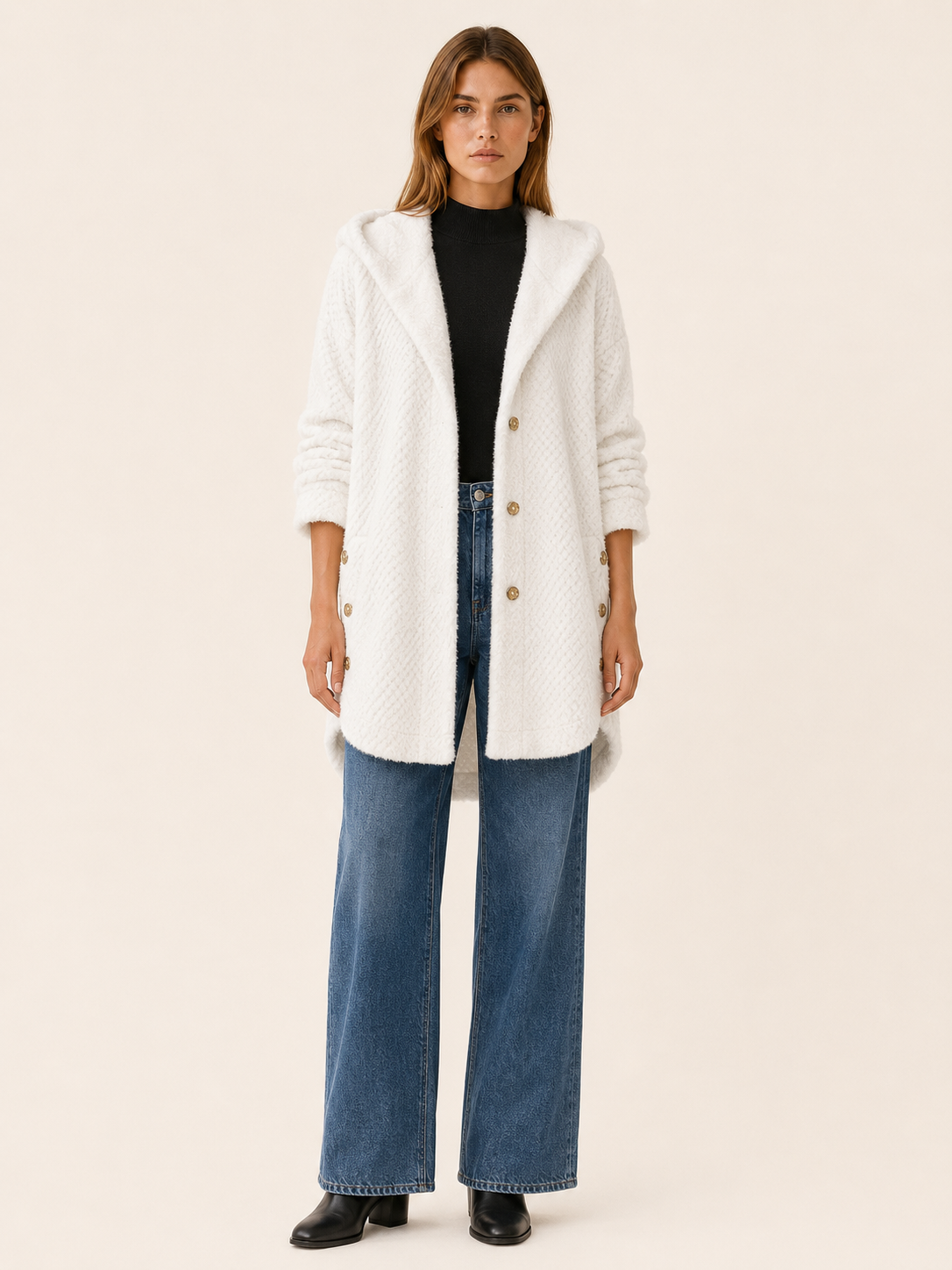 Etheldra | Women's Hooded Textured Winter Coat