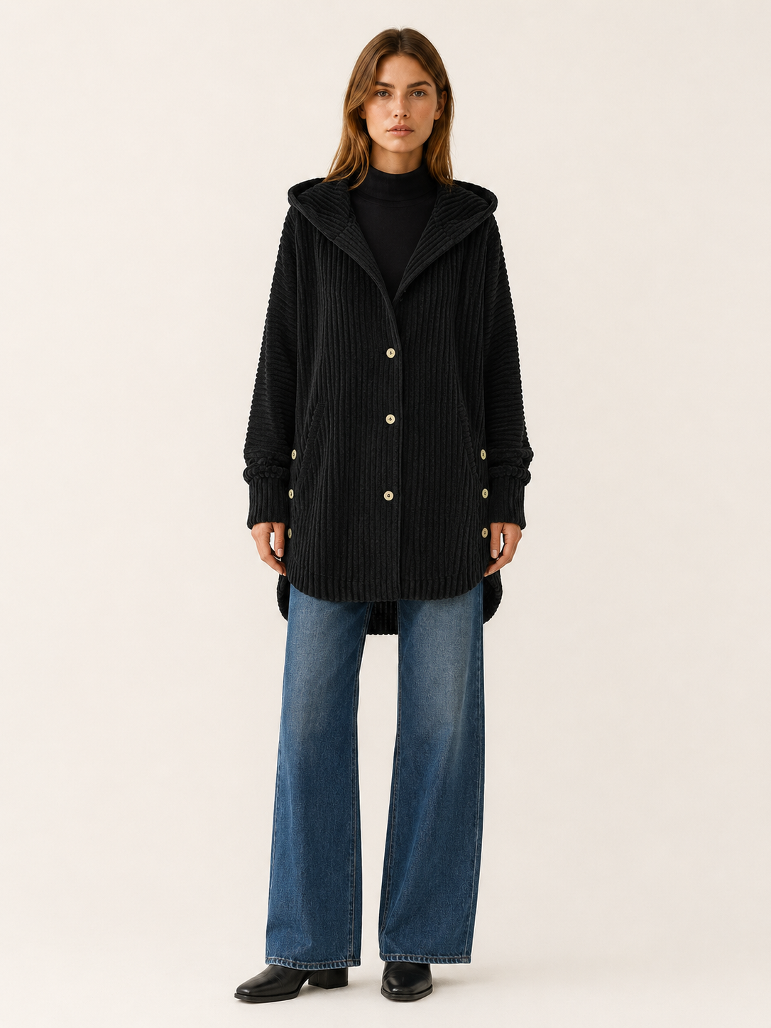 Etheldra | Women's Hooded Textured Winter Coat