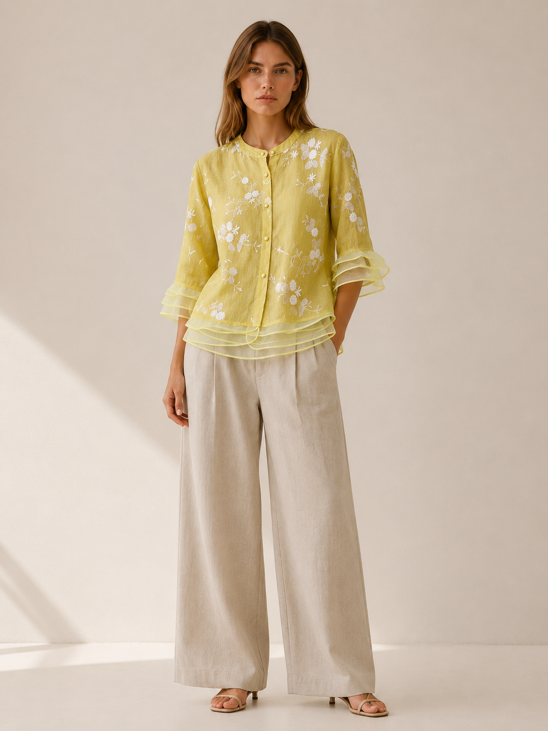 Amelie | Embroidered Floral Blouse with Lightweight Fabric | Relaxed Fit Top
