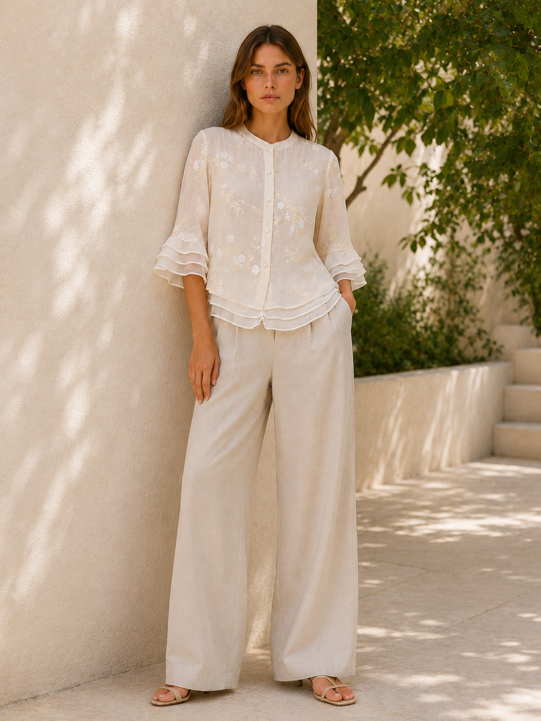Amelie | Embroidered Floral Blouse with Lightweight Fabric | Relaxed Fit Top