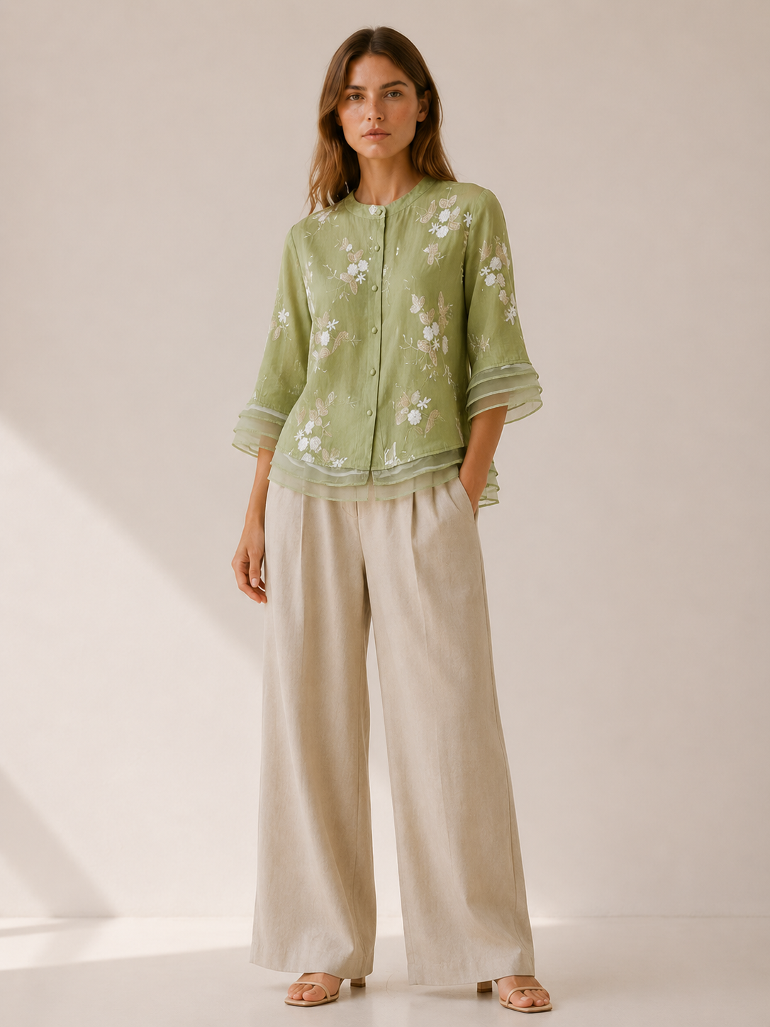 Amelie | Embroidered Floral Blouse with Lightweight Fabric | Relaxed Fit Top