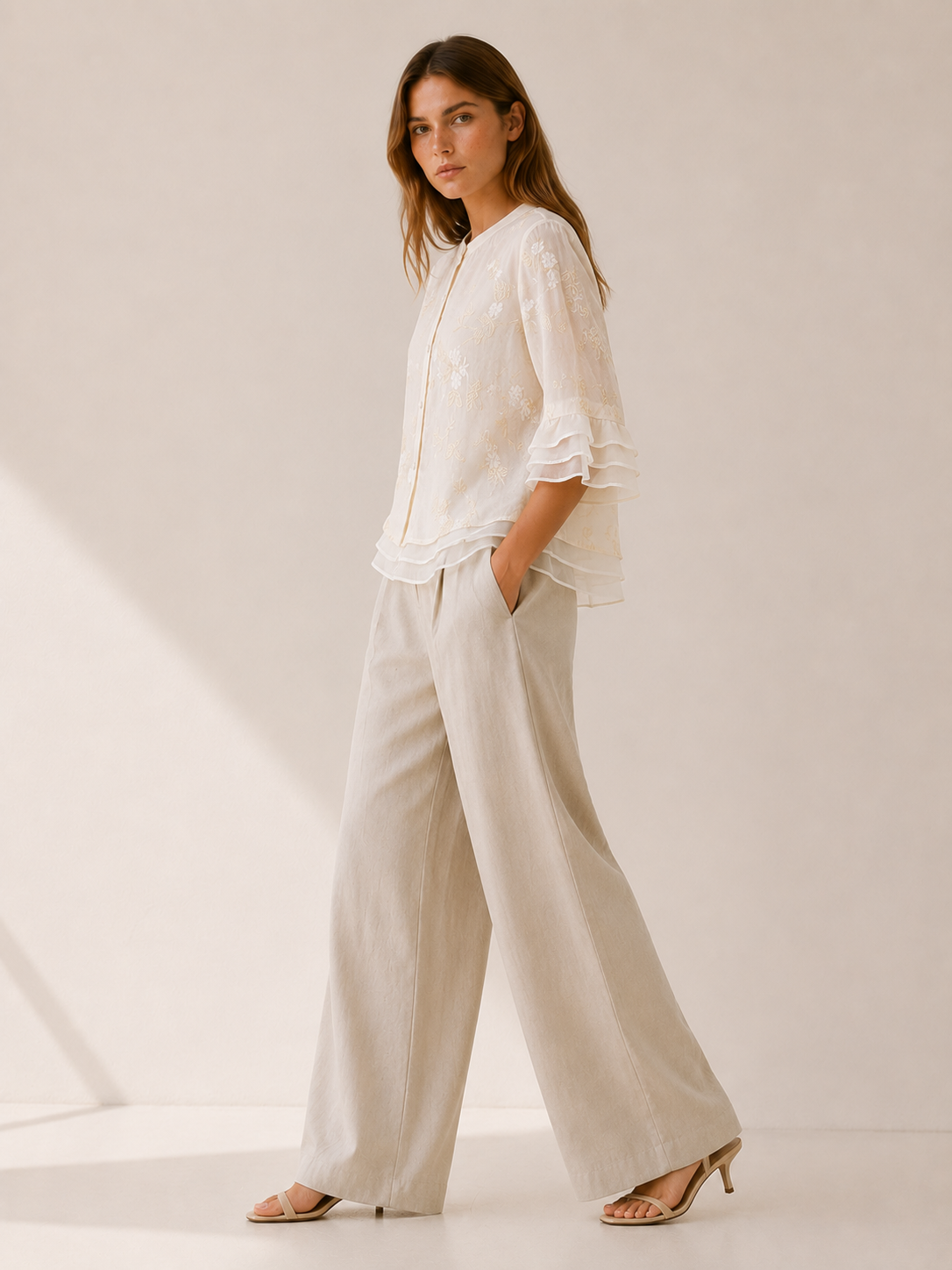 Amelie | Embroidered Floral Blouse with Lightweight Fabric | Relaxed Fit Top