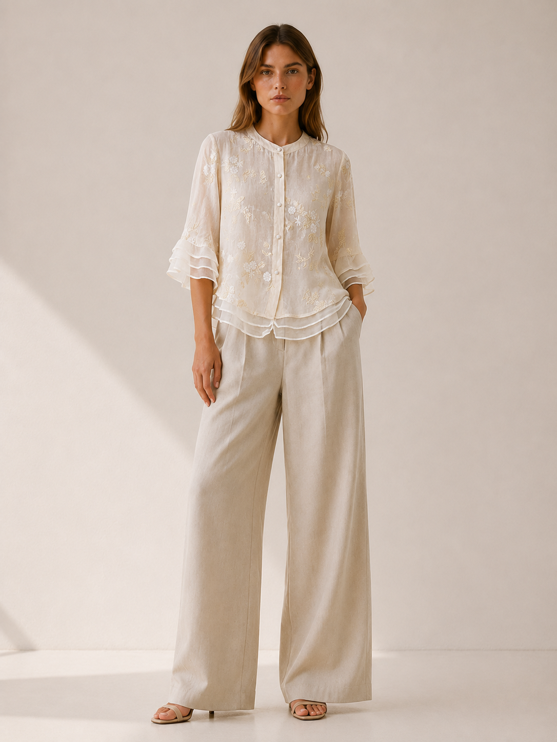 Amelie | Embroidered Floral Blouse with Lightweight Fabric | Relaxed Fit Top