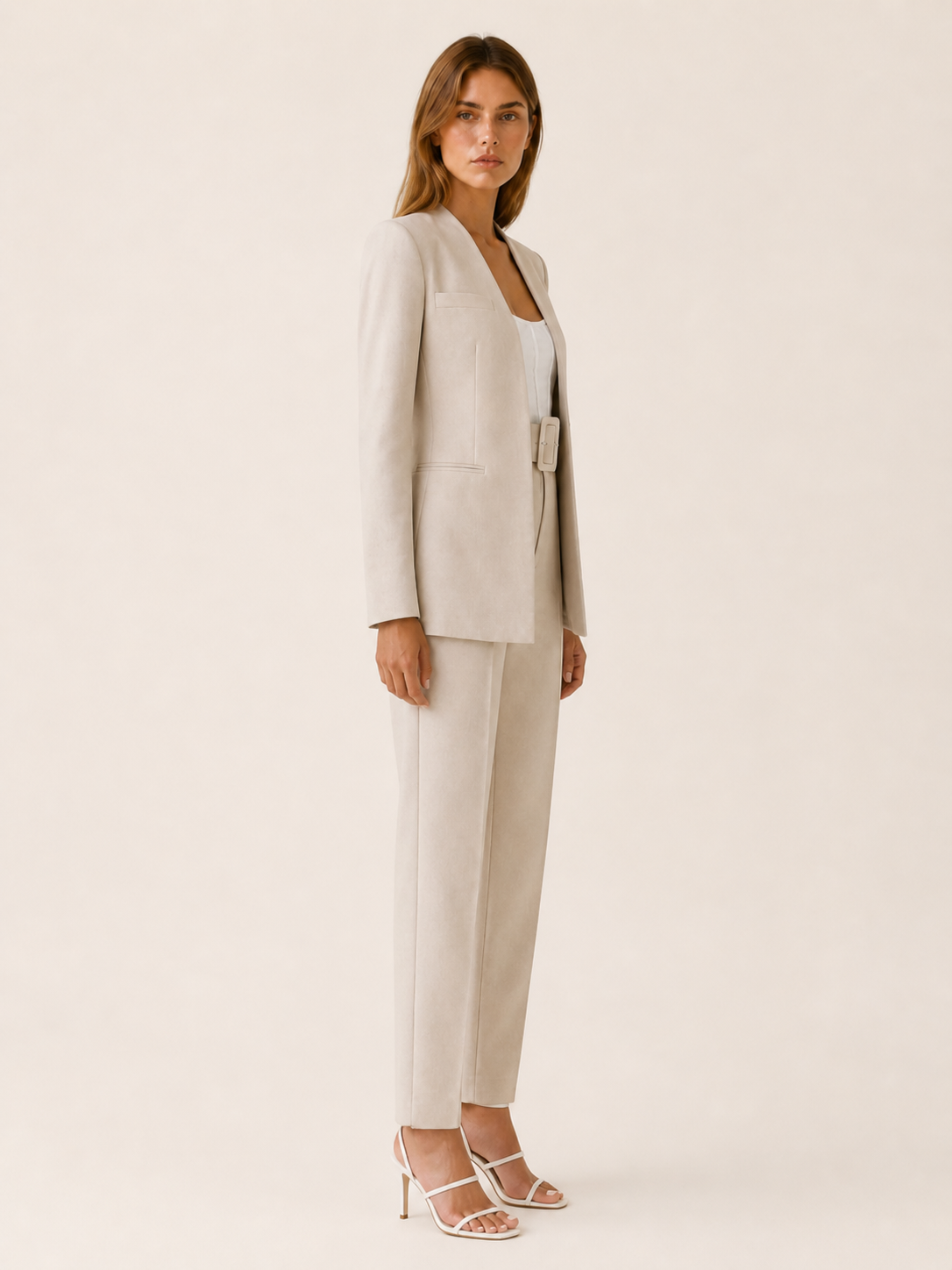Marcelline | Blazer Trouser Suit Set with Belted Waist