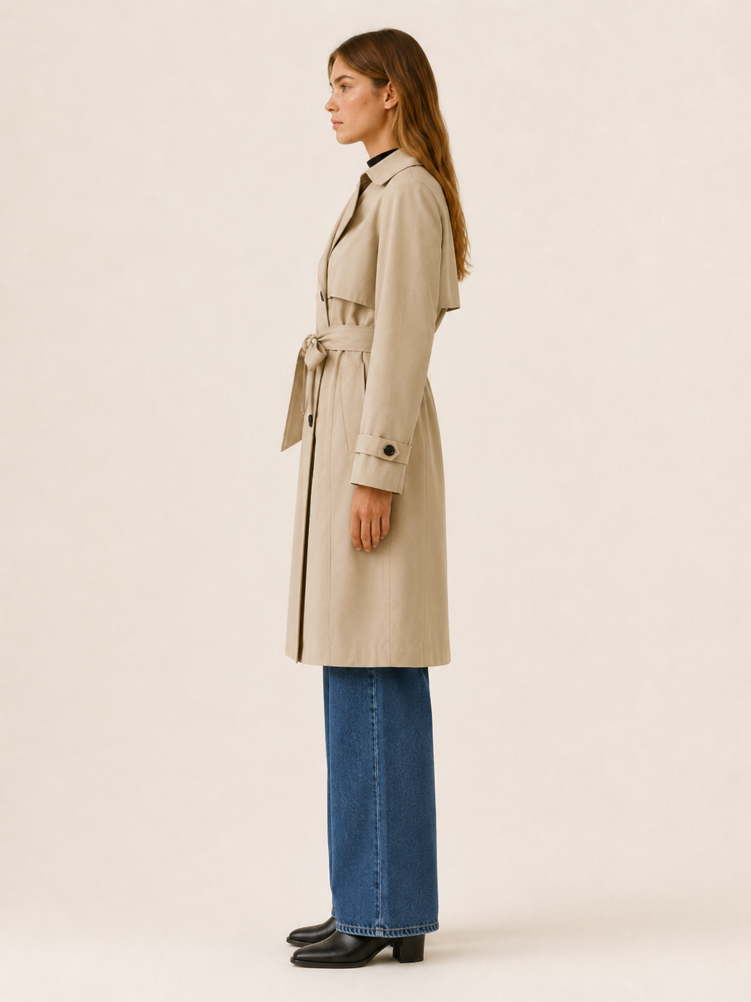 Melisande | Women’s Long Trench Coat with Tie Waist