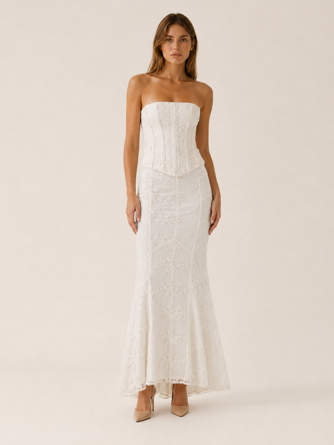 Seraphina | Corset Lace Maxi Dress with Mermaid Hem