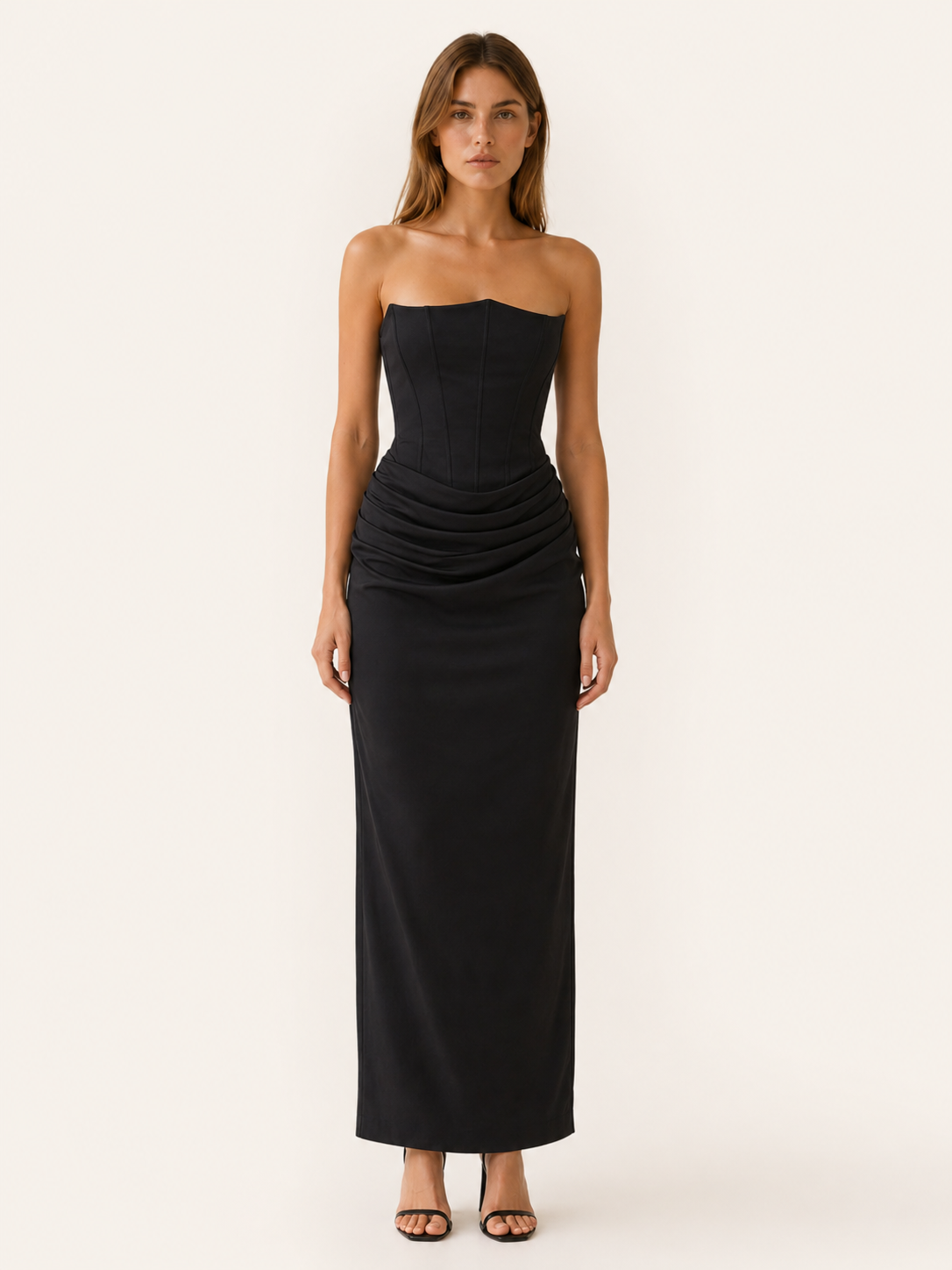 Noemi | Corset Maxi Dress with Ruched Detail