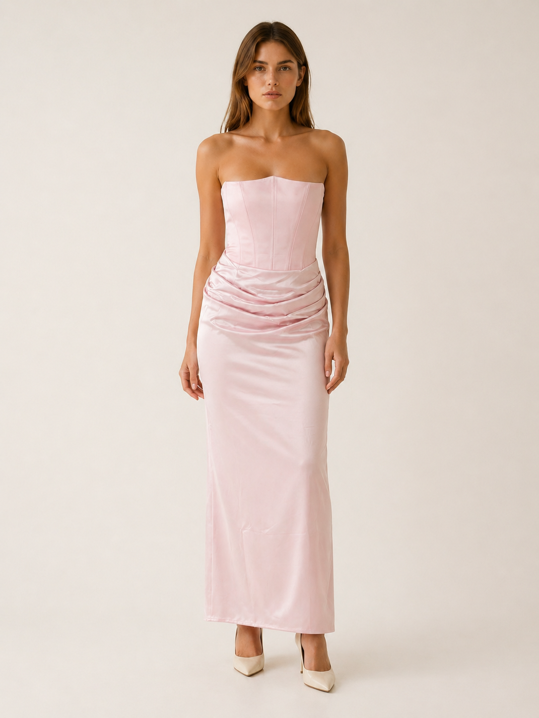 Noemi | Corset Maxi Dress with Ruched Detail