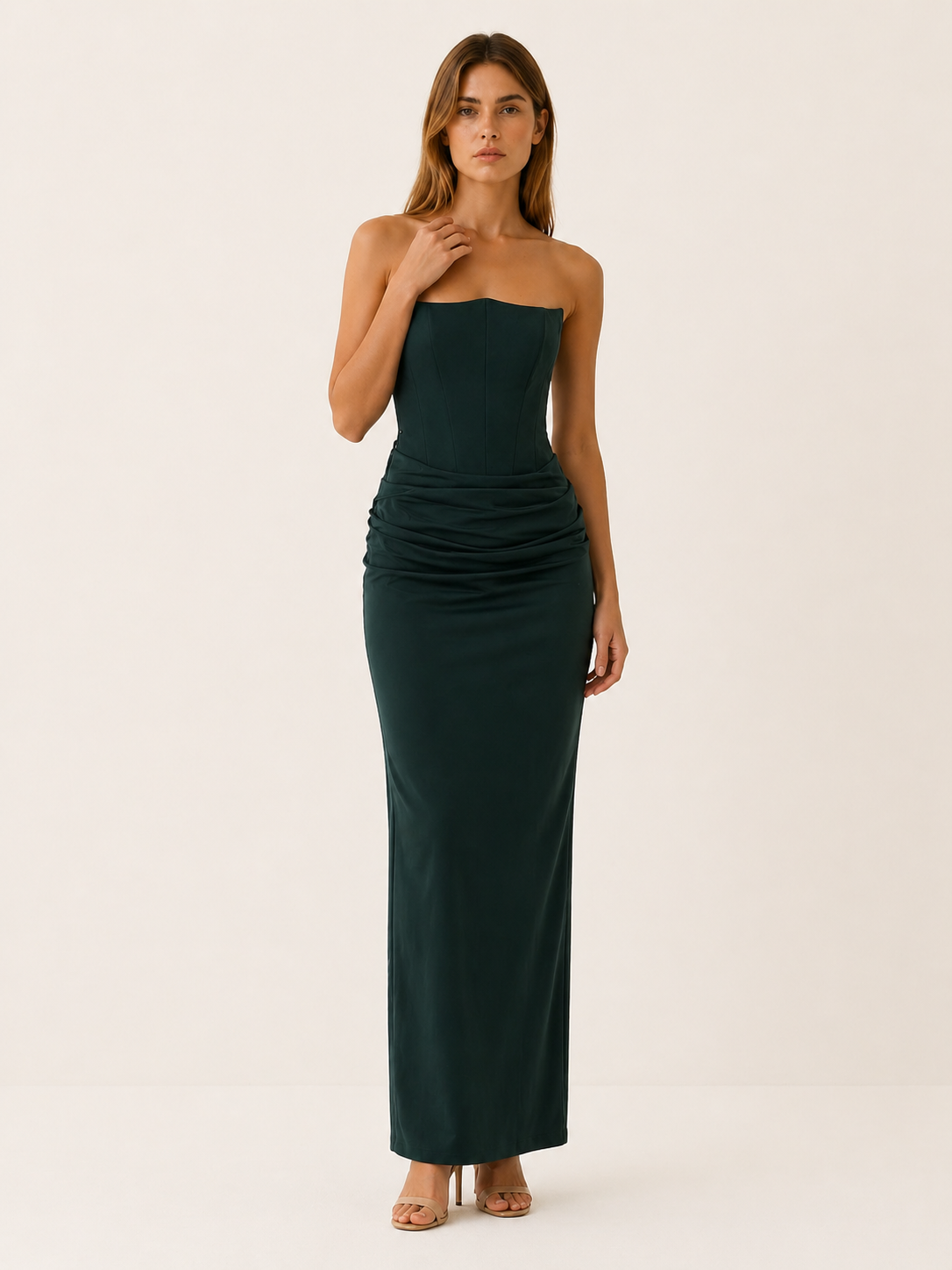 Noemi | Corset Maxi Dress with Ruched Detail