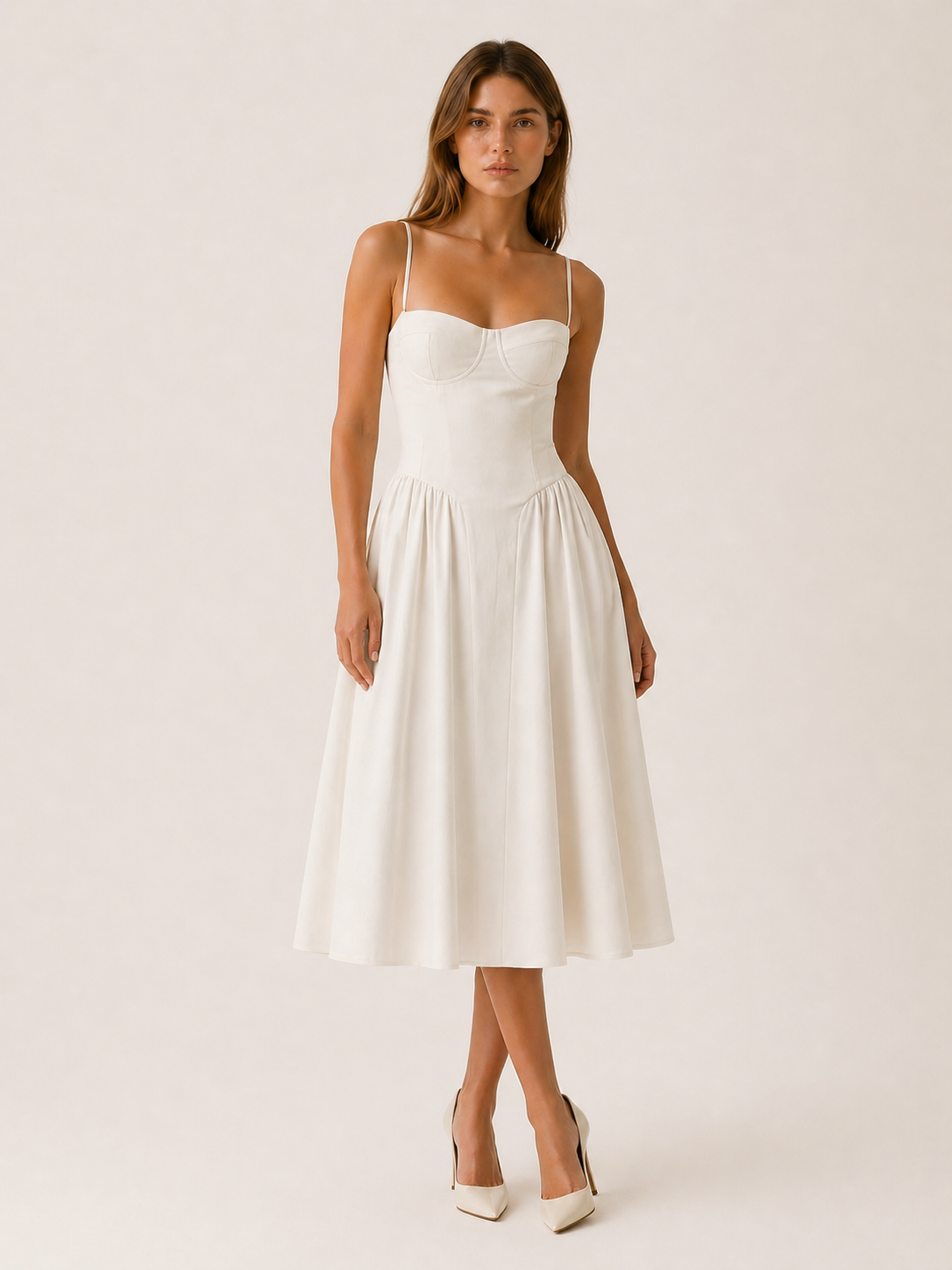 Mila | Corset Midi Dress with Sweetheart Neck