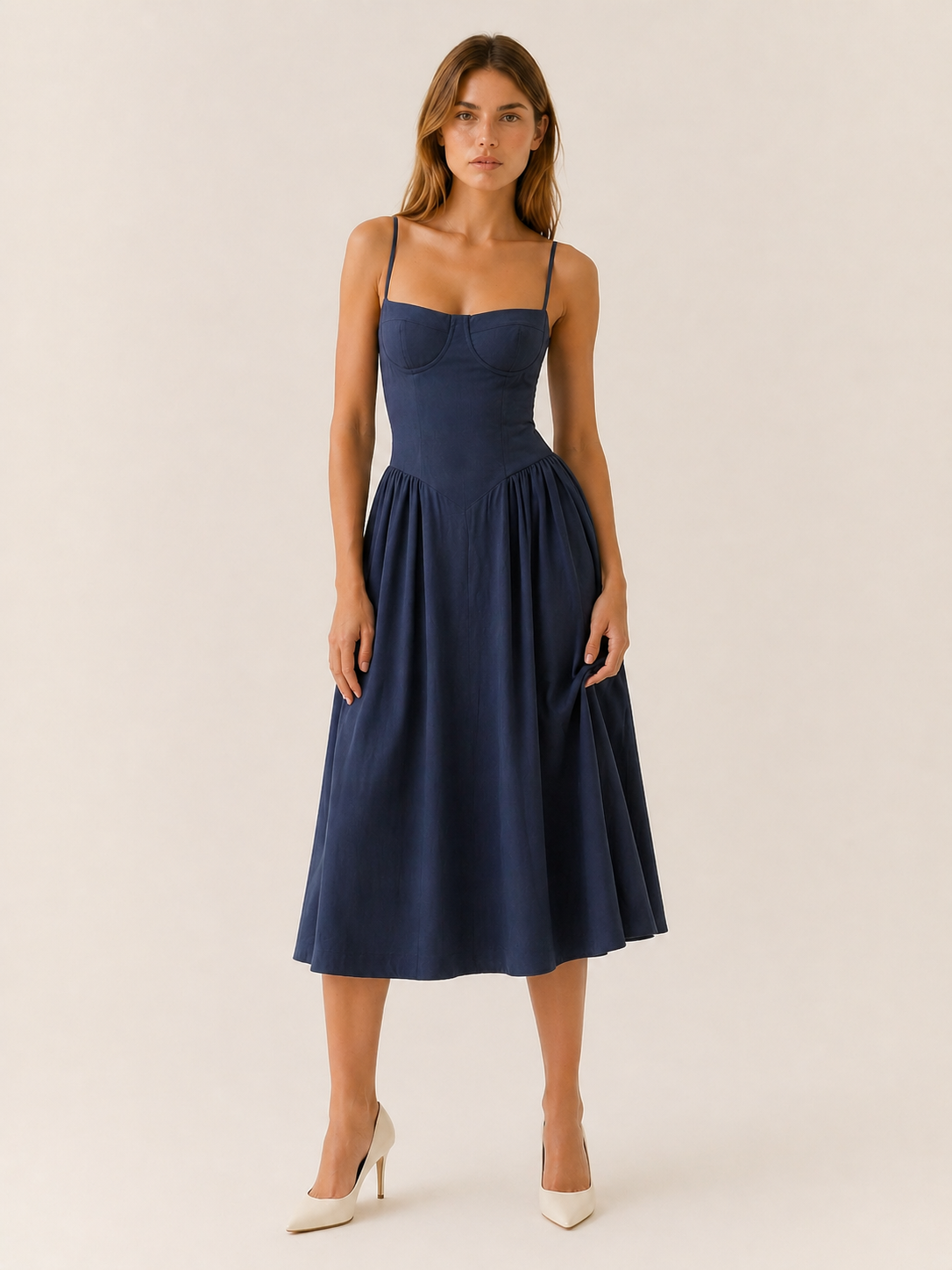 Mila | Corset Midi Dress with Sweetheart Neck