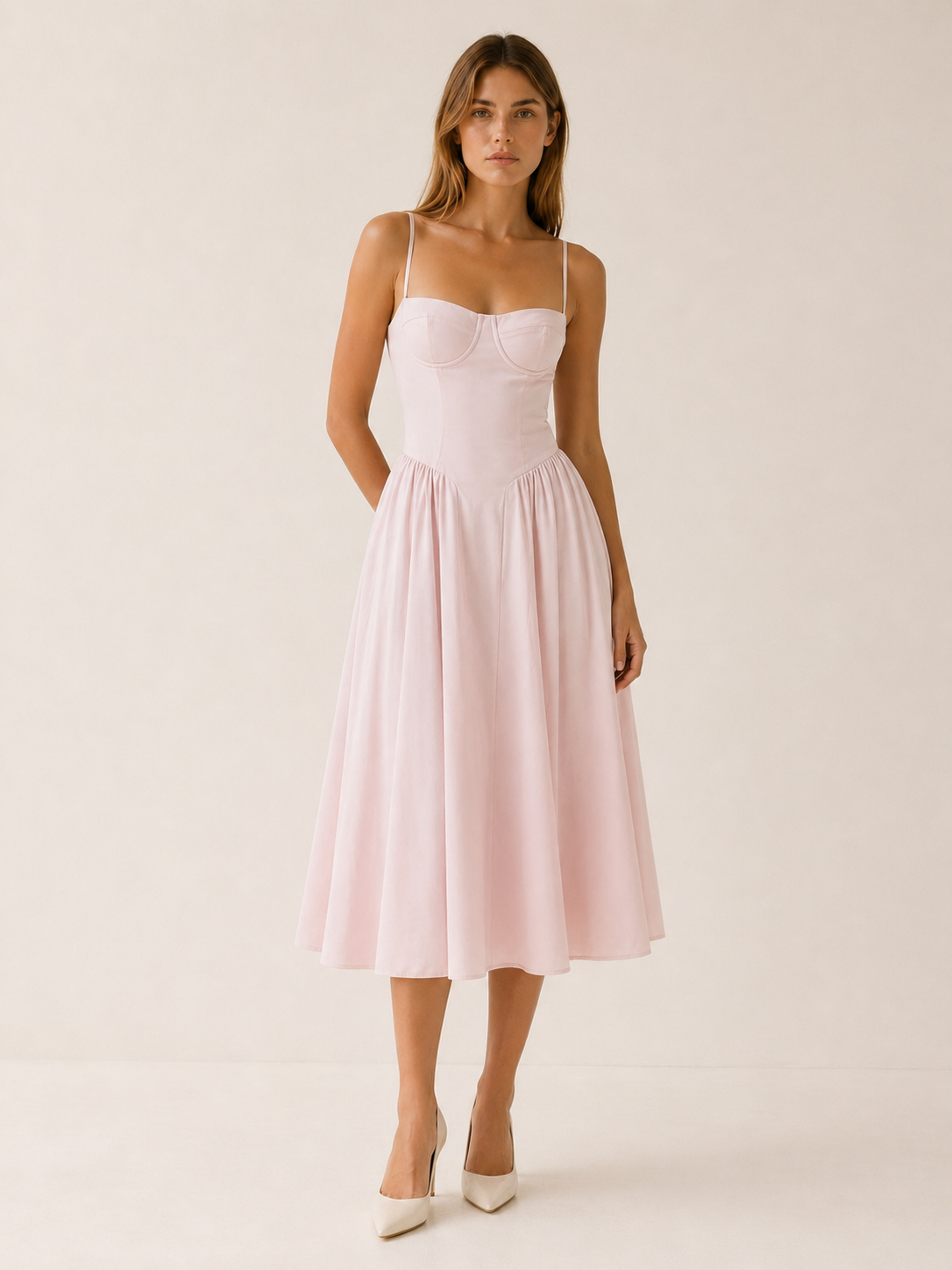 Mila | Corset Midi Dress with Sweetheart Neck