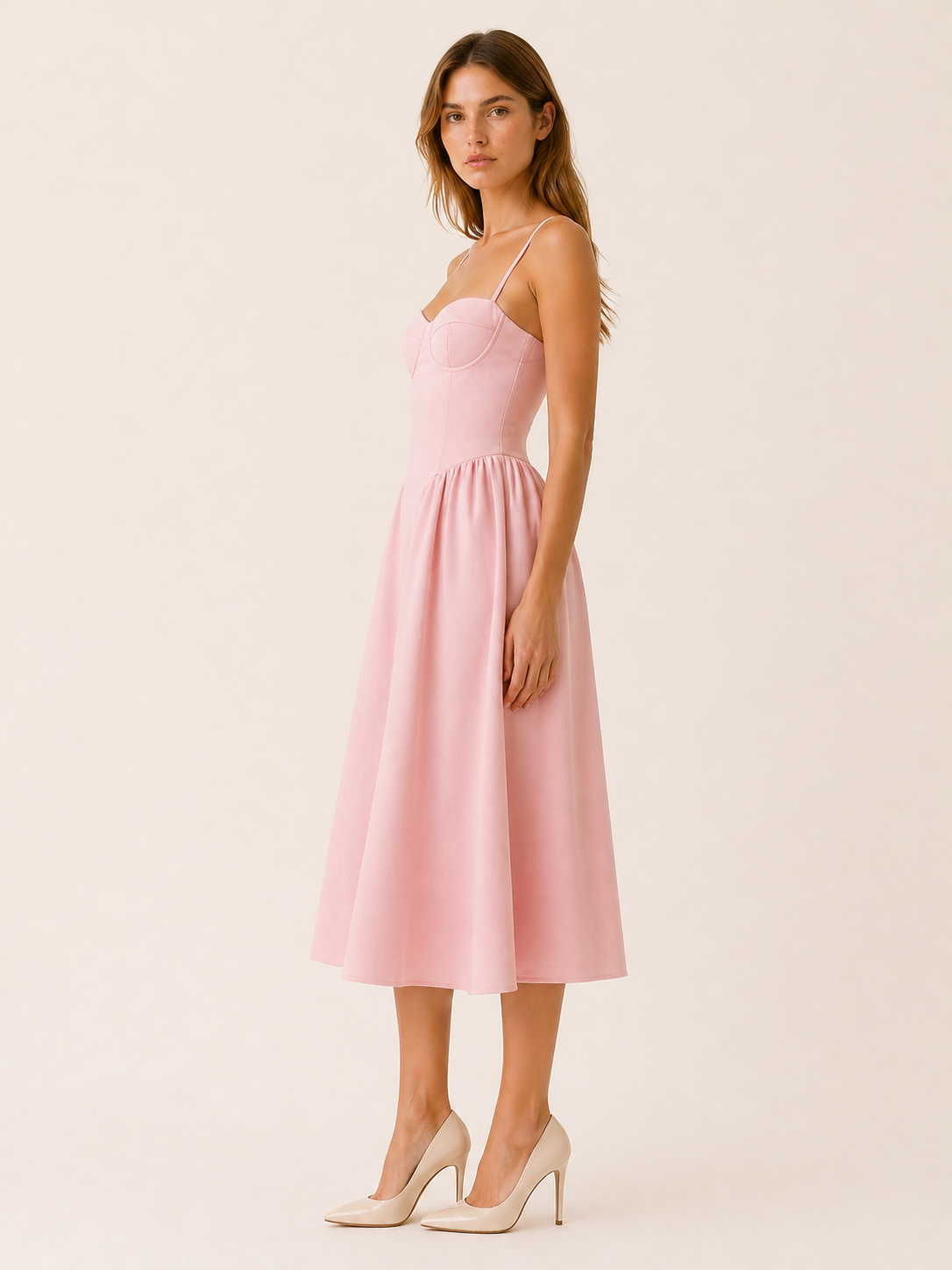 Amelia | Midi Dress with Corset Bodice and A-Line Skirt