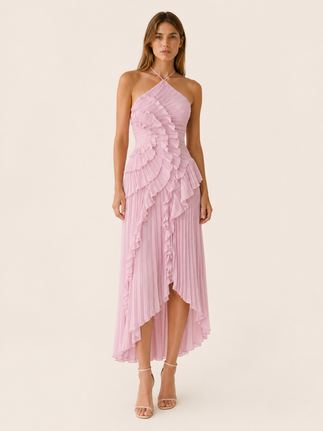 Luna | Halter Neck Maxi Dress with Ruffle Detail