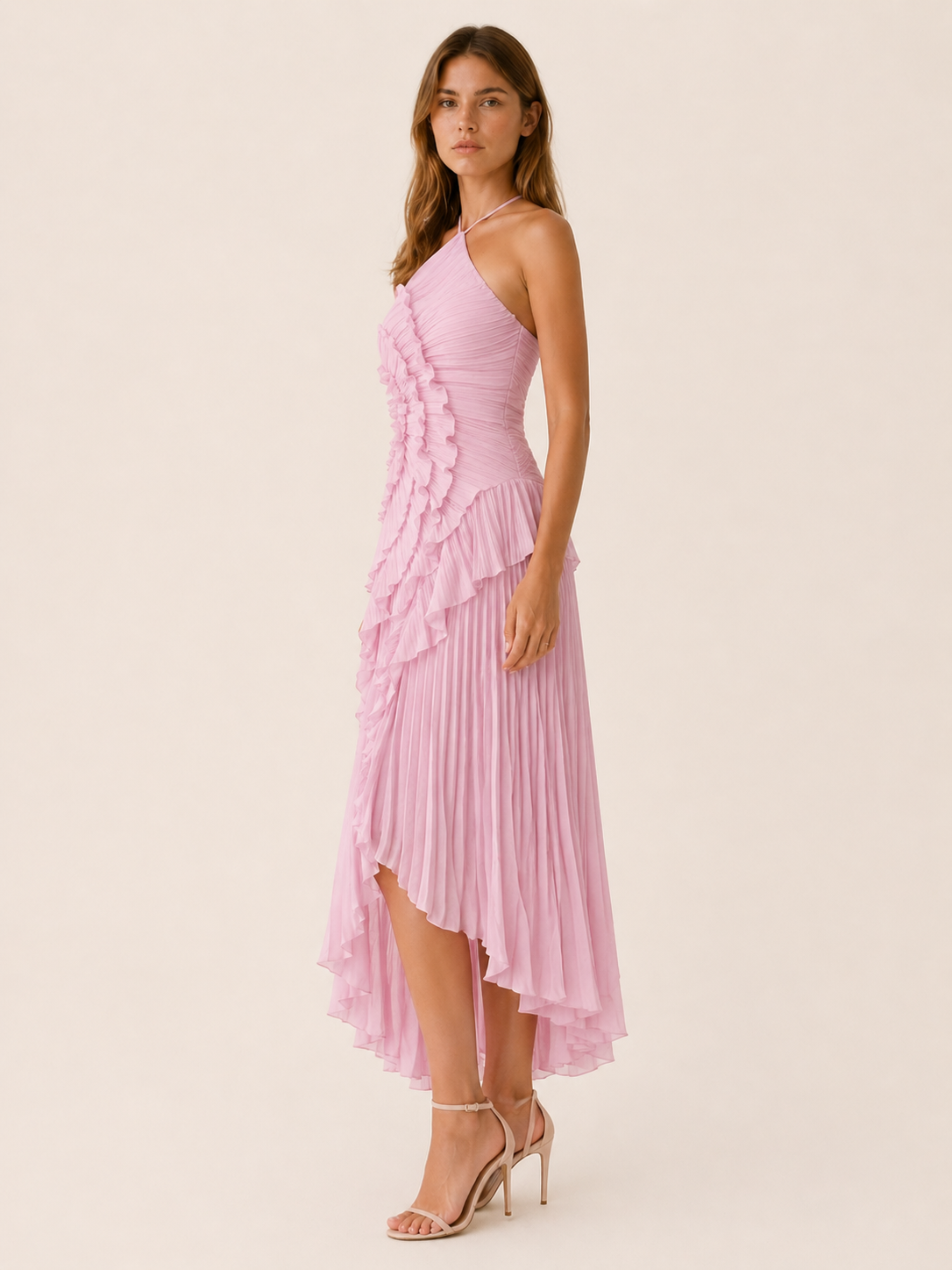Luna | Halter Neck Maxi Dress with Ruffle Detail