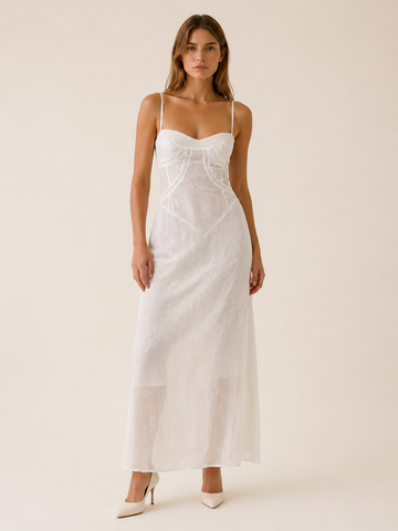 Celeste | Lace Maxi Dress with Strappy Detail