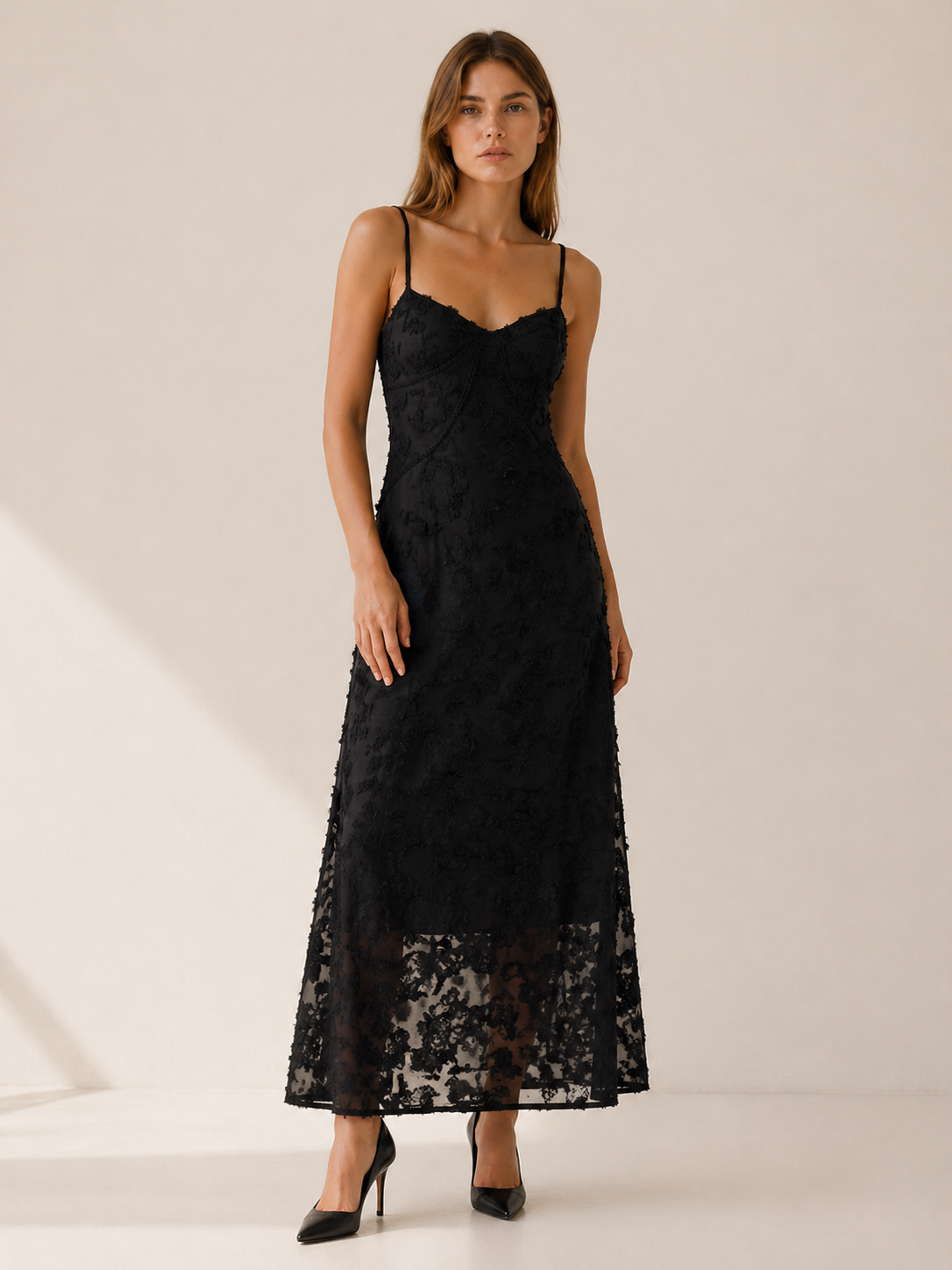 Celeste | Lace Maxi Dress with Strappy Detail