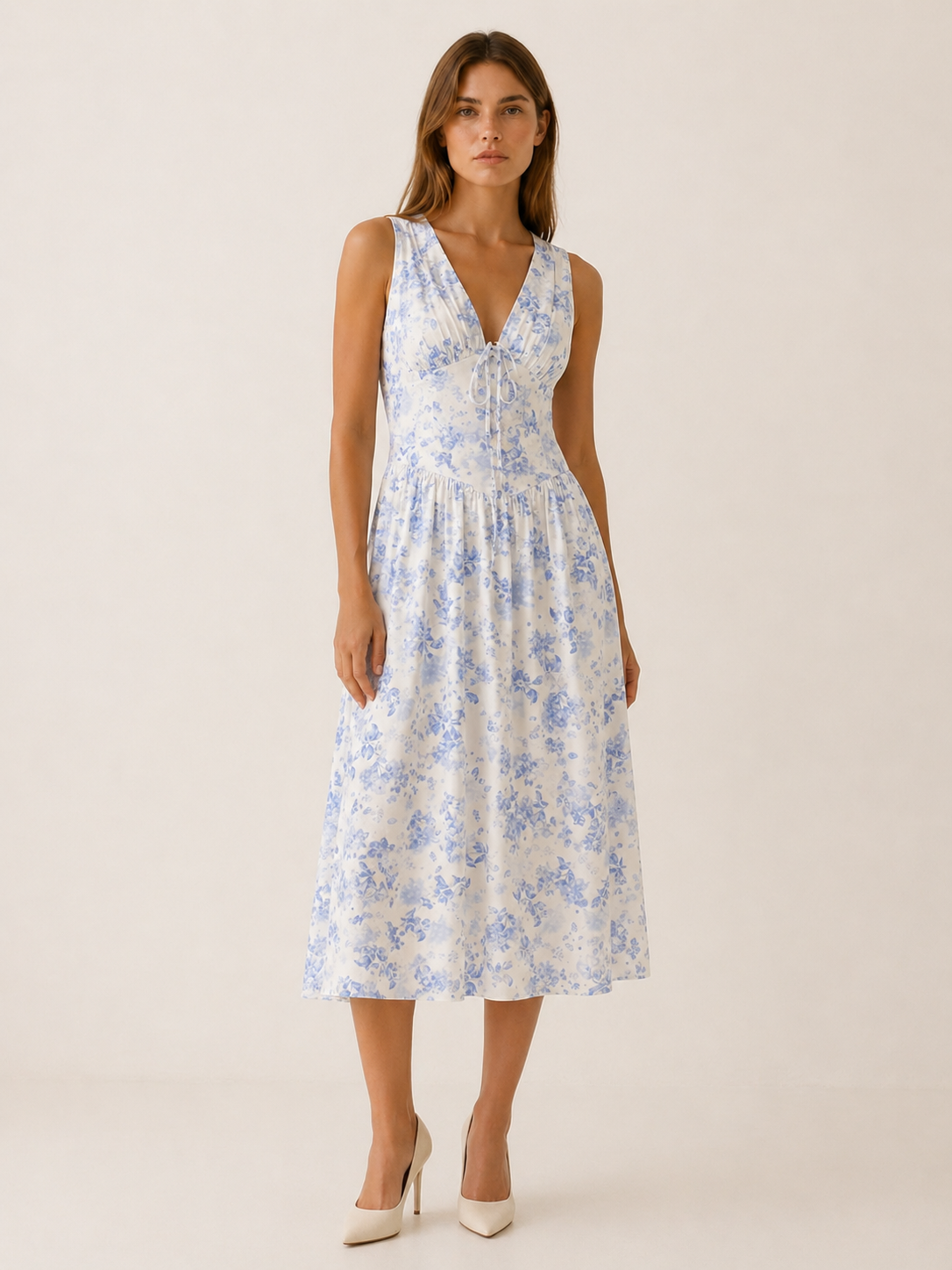 Freya | Plunge Midi Dress with Twist Front