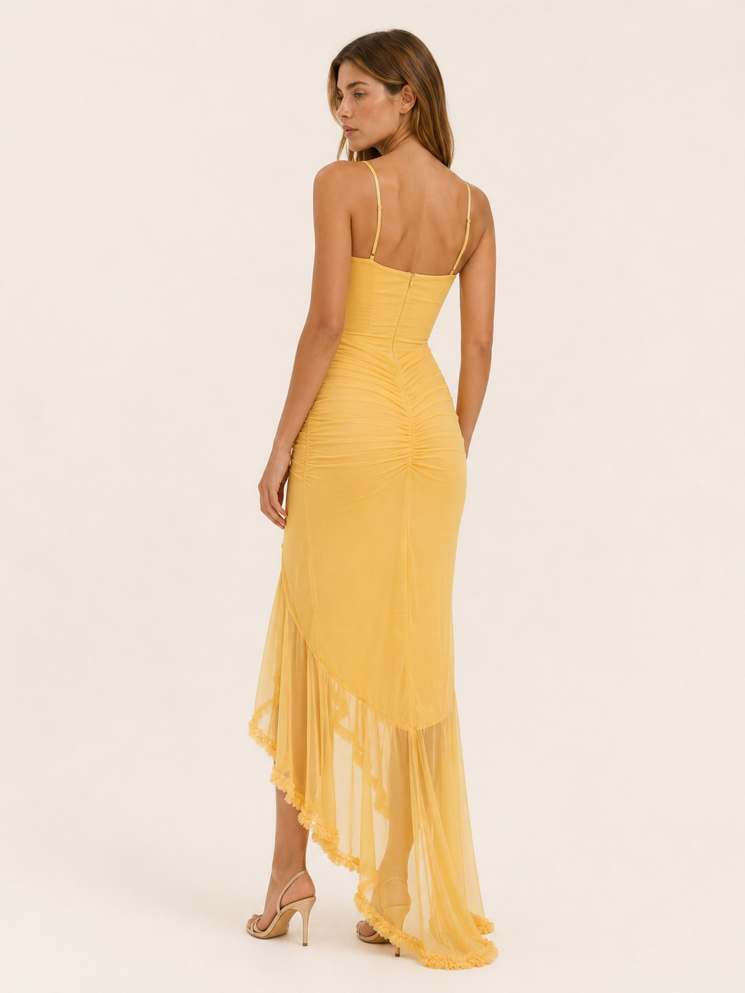 Adeline | Ruffle Maxi Dress with Ruched Detail
