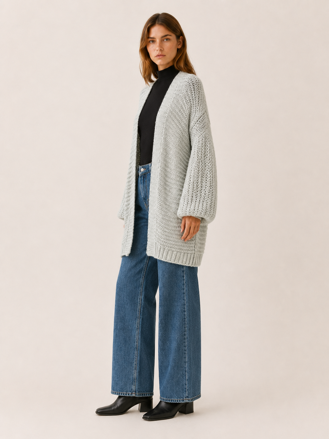 Imogen | Longline Cardigan with Balloon Sleeves