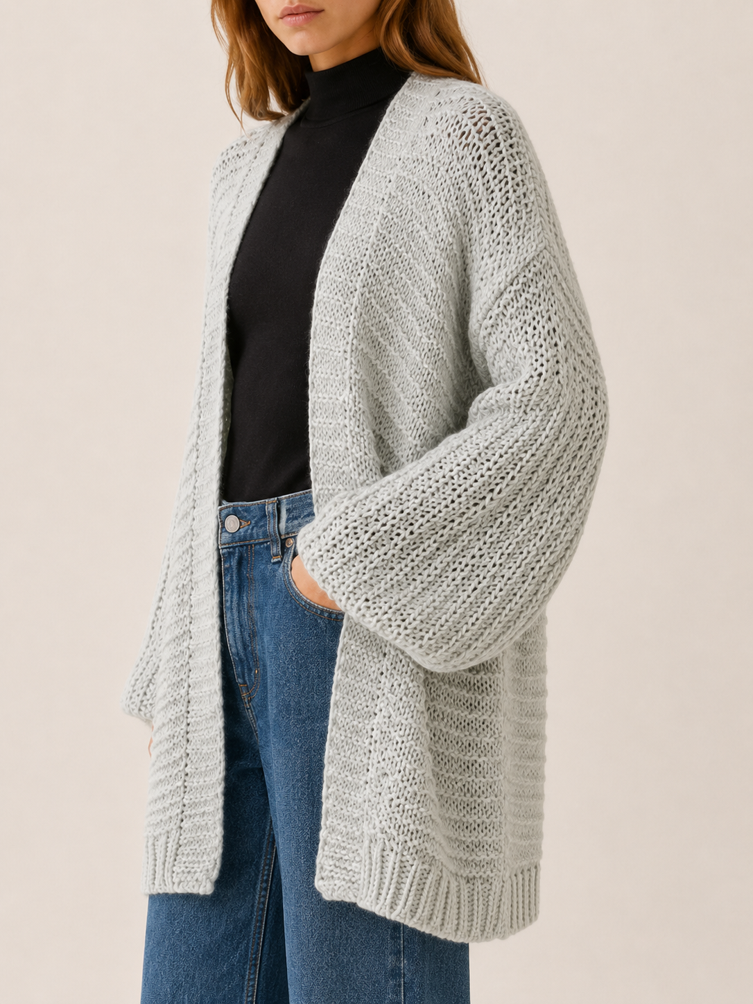 Imogen | Longline Cardigan with Balloon Sleeves