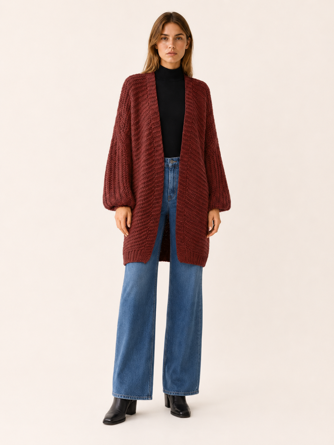 Imogen | Longline Cardigan with Balloon Sleeves