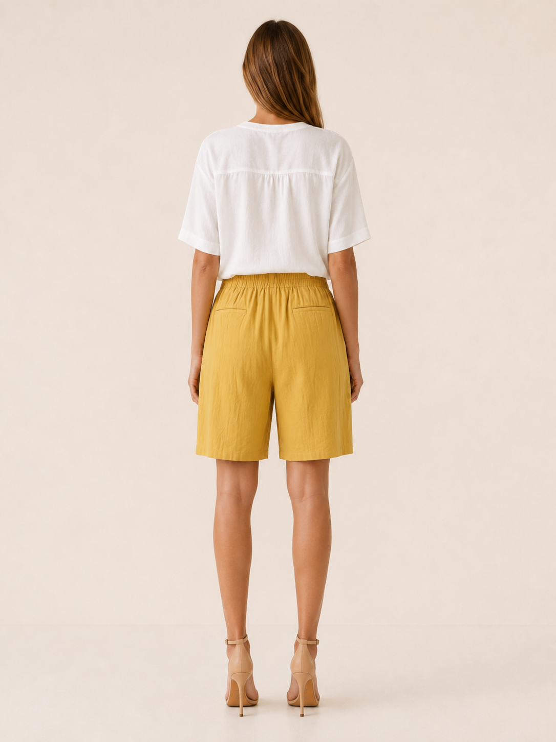 Adora | Linen Shorts with Drawstring Waist Wide Leg Fit