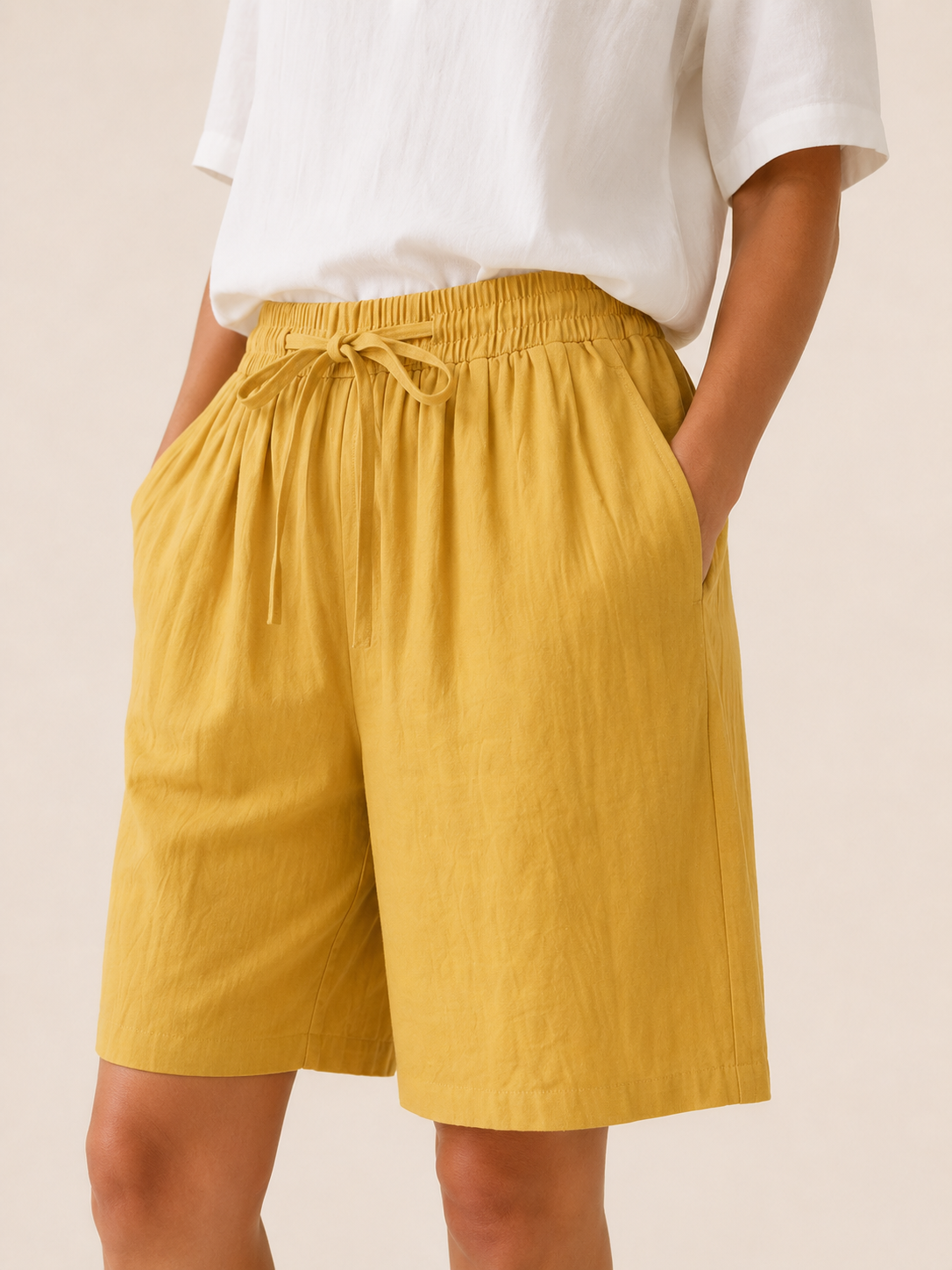Adora | Linen Shorts with Drawstring Waist Wide Leg Fit