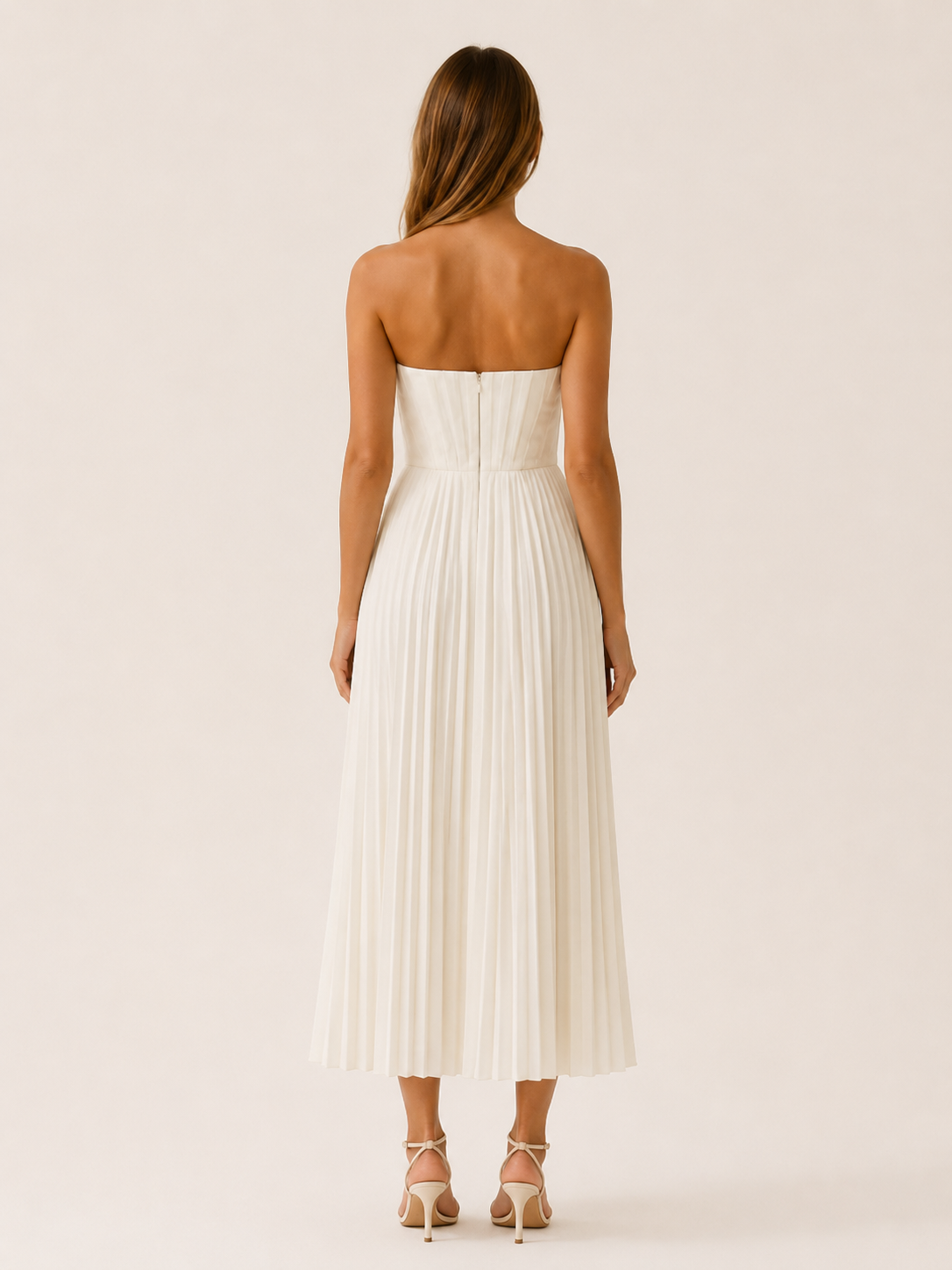 Aerin | Corset Midi Dress with Pleated Skirt