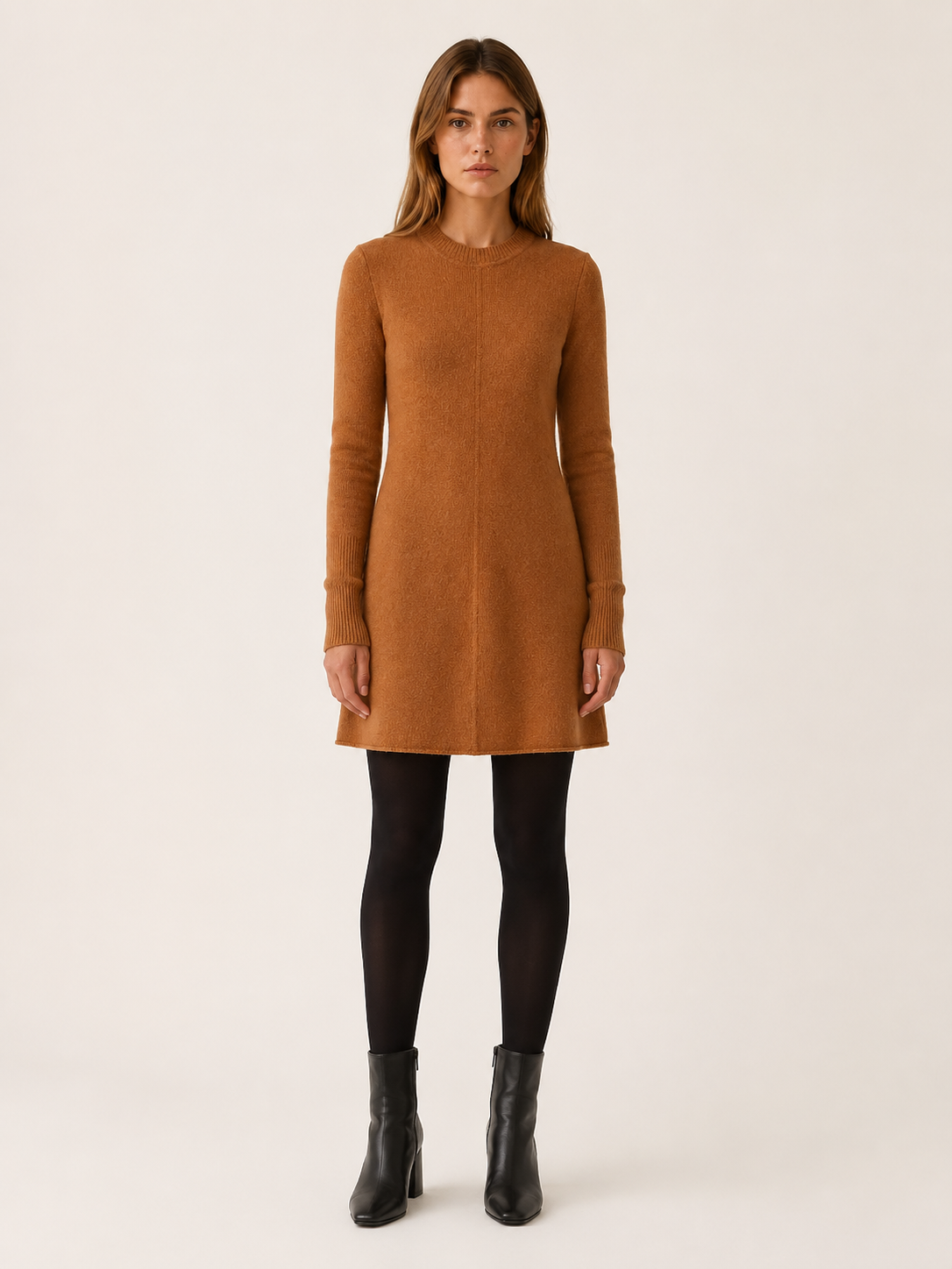 Aevoria | Jumper Dress with Round Neck and Long Sleeves