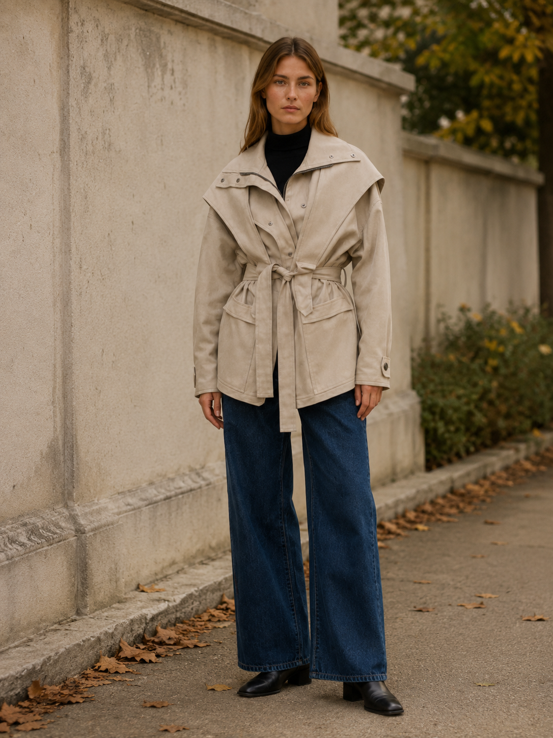 Agathe | Women’s Short Trench Coat with Tie Waist