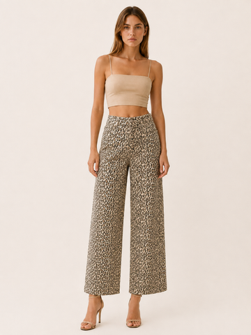 Alba | Leopard Print Straight-Leg Trousers