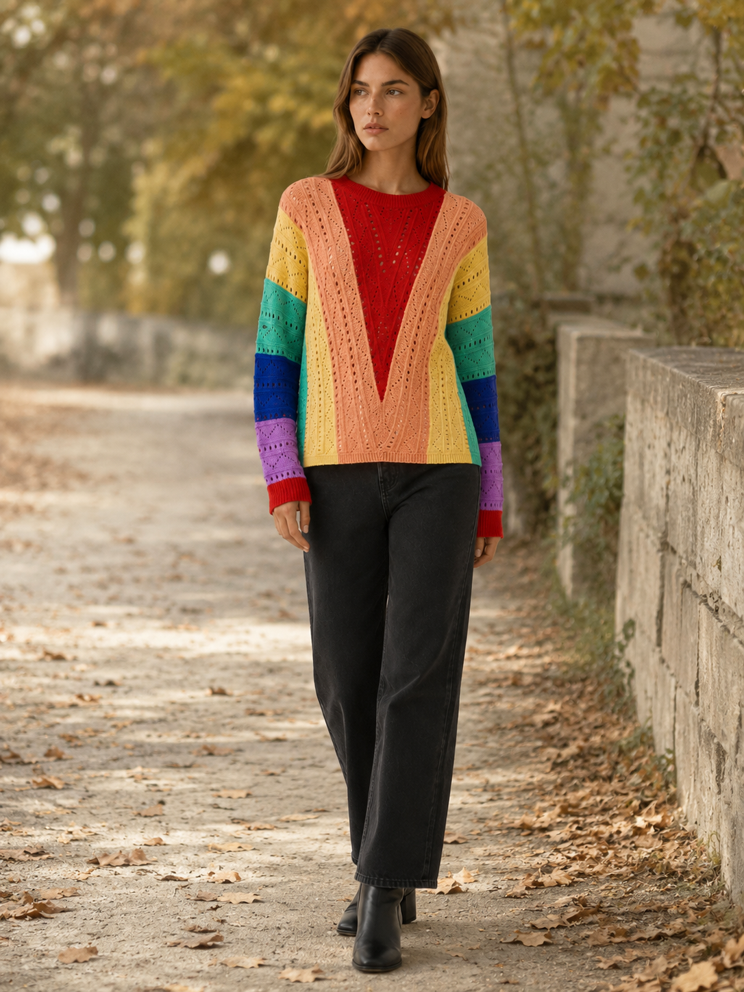 Alouette | Openwork Jumper with Colour-Block Design