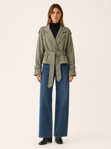 Althaea | Women’s Cropped Trench Jacket with Tie Waist