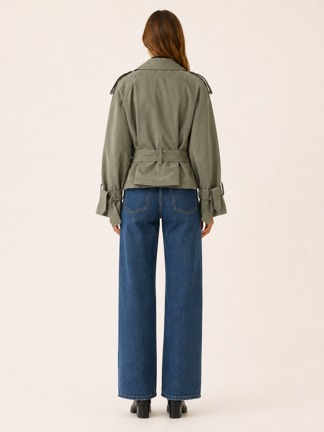 Althaea | Women’s Cropped Trench Jacket with Tie Waist