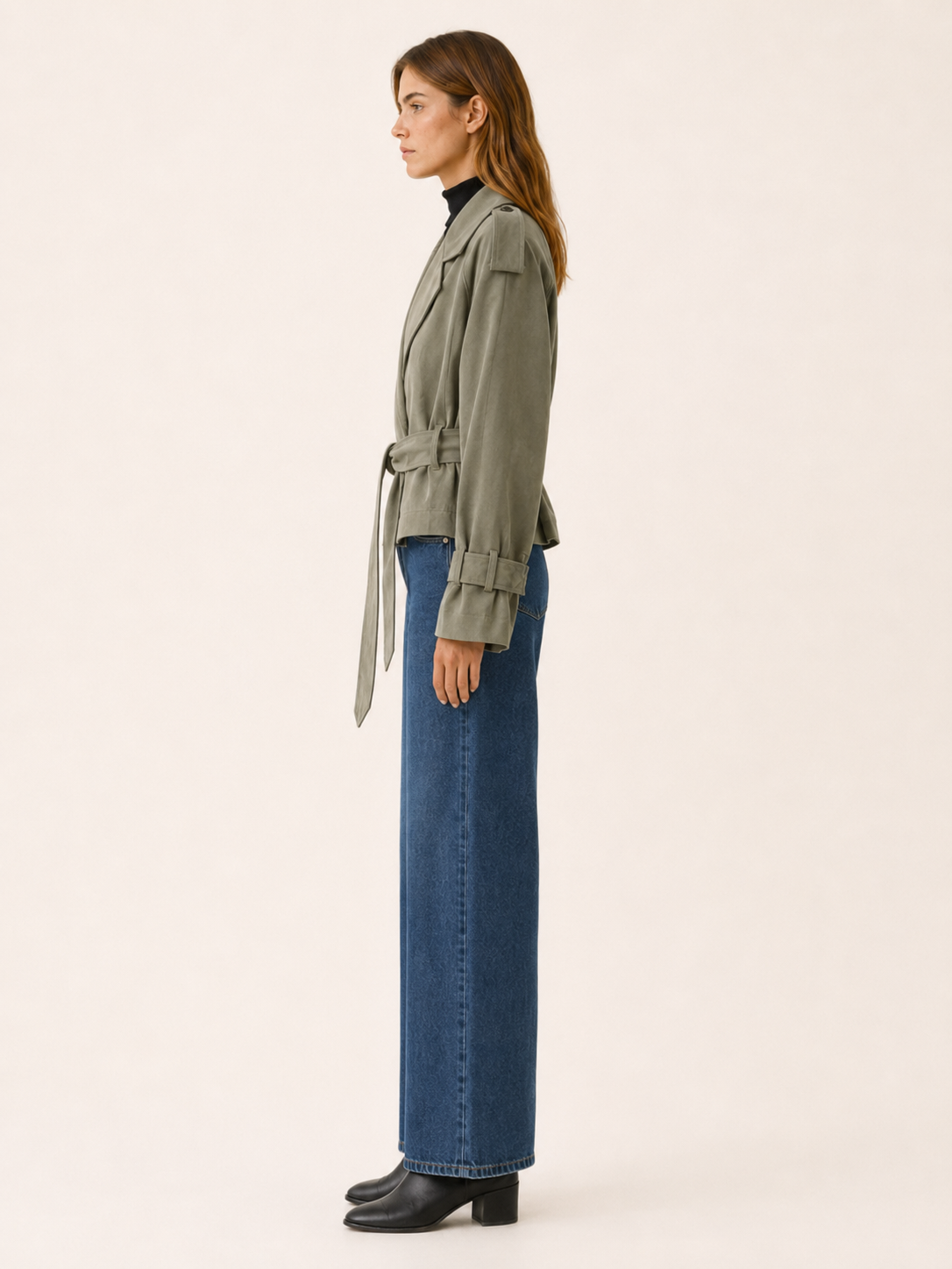 Althaea | Women’s Cropped Trench Jacket with Tie Waist