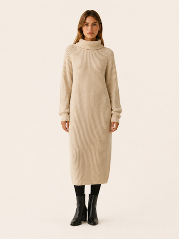 Amabel | Jumper Dress with Roll Neck and Relaxed Midi Fit