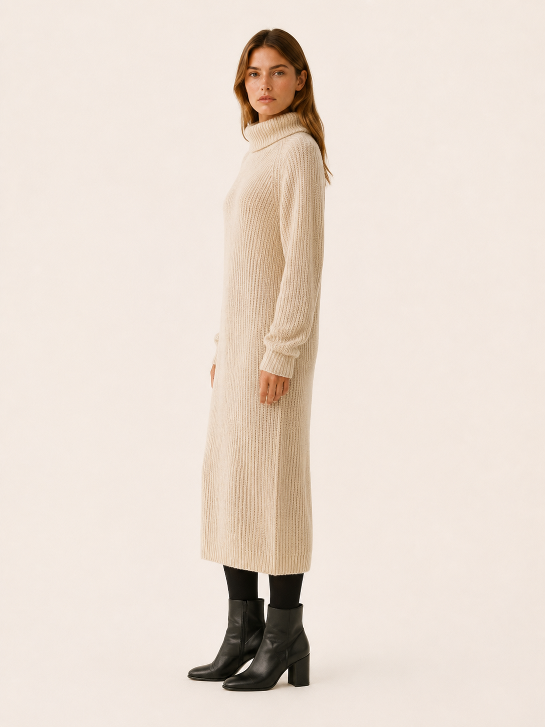Amabel | Jumper Dress with Roll Neck and Relaxed Midi Fit