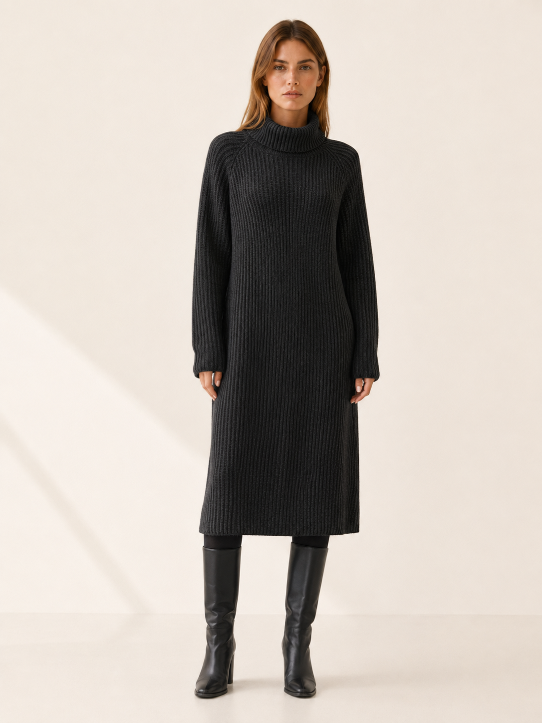 Amabel | Jumper Dress with Roll Neck and Relaxed Midi Fit
