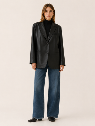 Amandine | Women's Leather-Look Blazer with Oversized Fit