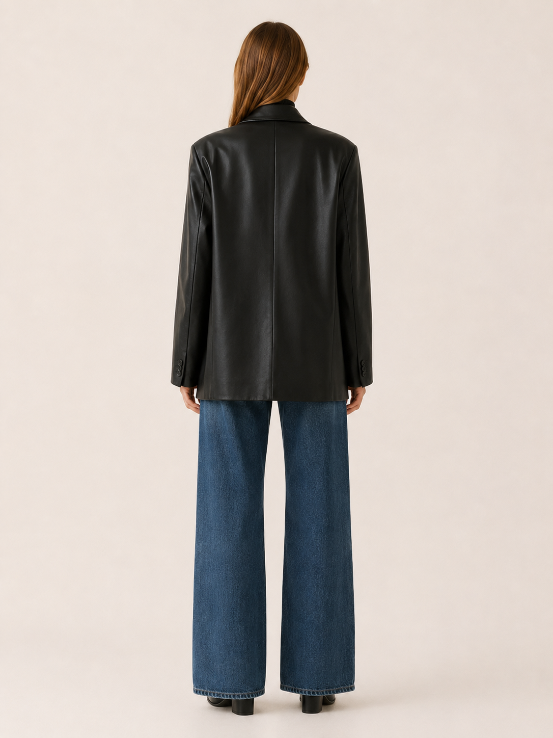 Amandine | Women's Leather-Look Blazer with Oversized Fit