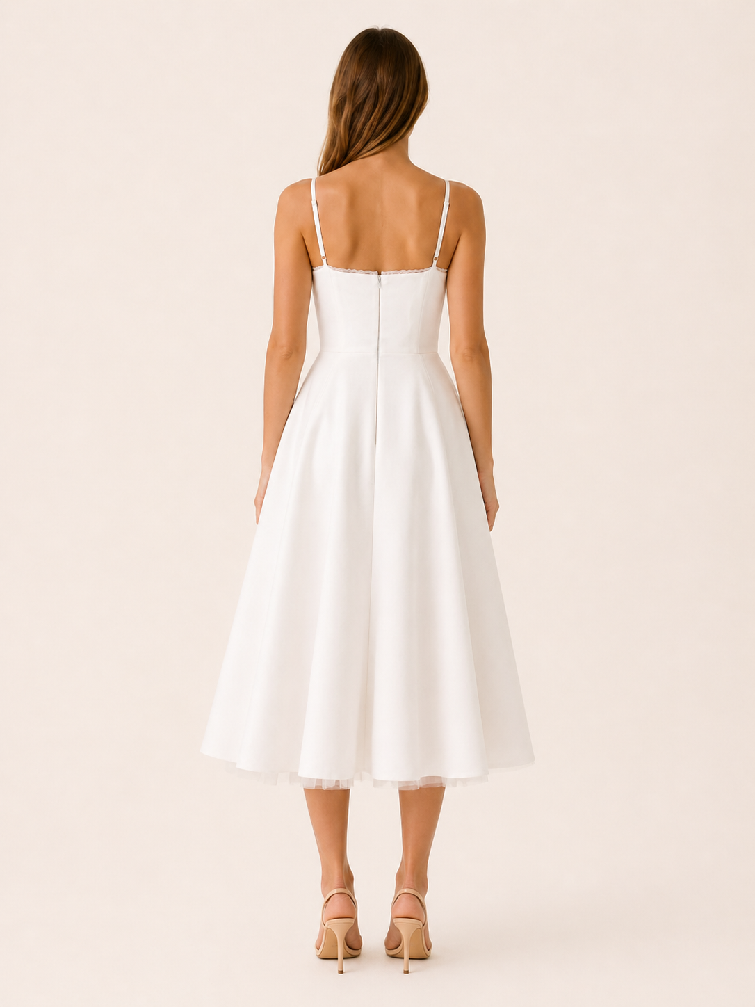 Satin Corset Midi Dress – Tulle Skirt – JV London