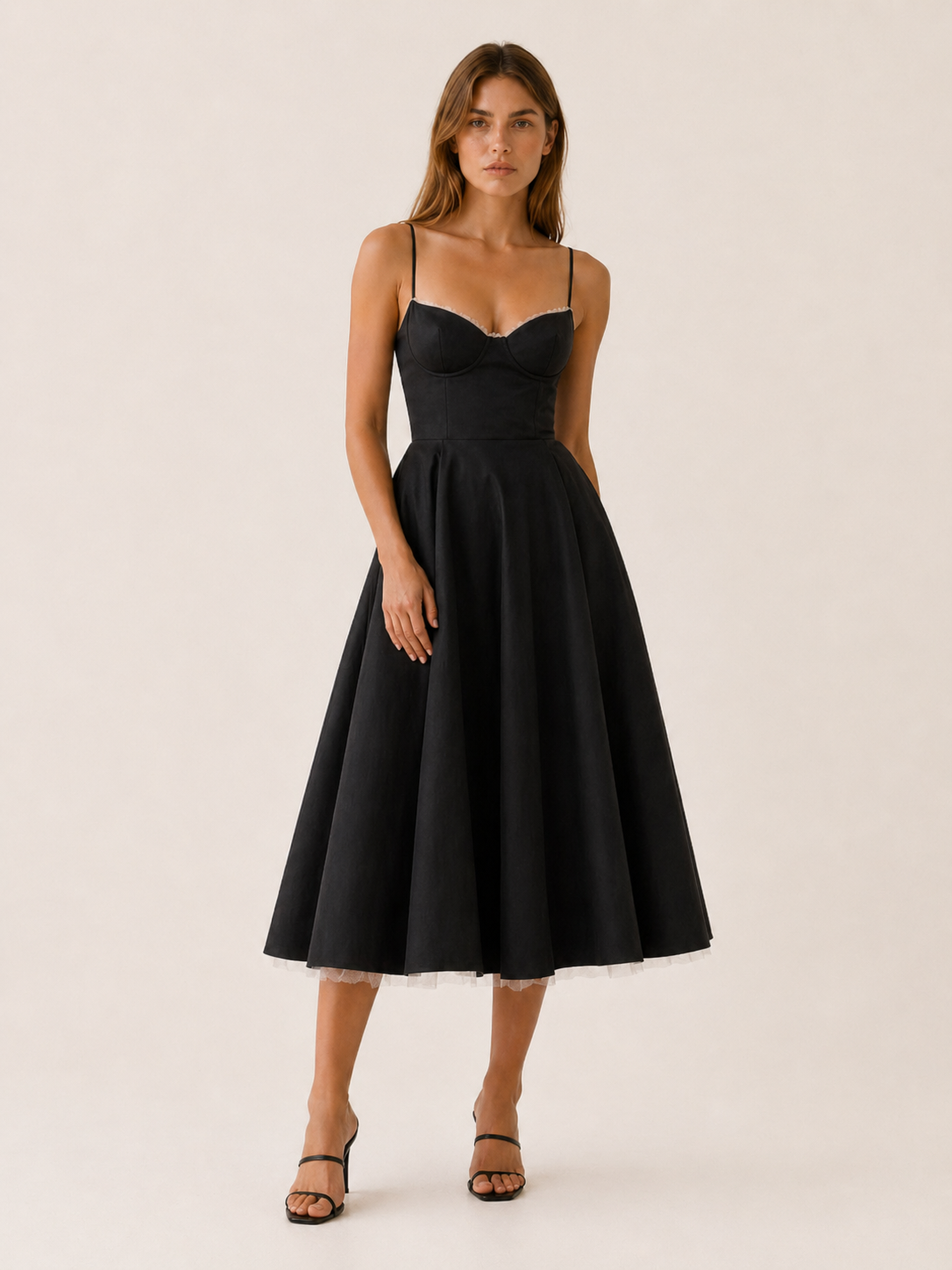 Satin Corset Midi Dress – Tulle Skirt – JV London