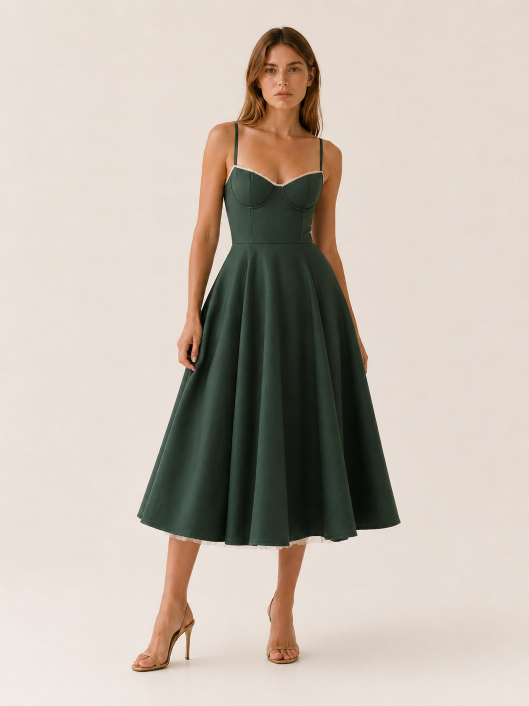 Satin Corset Midi Dress – Tulle Skirt – JV London
