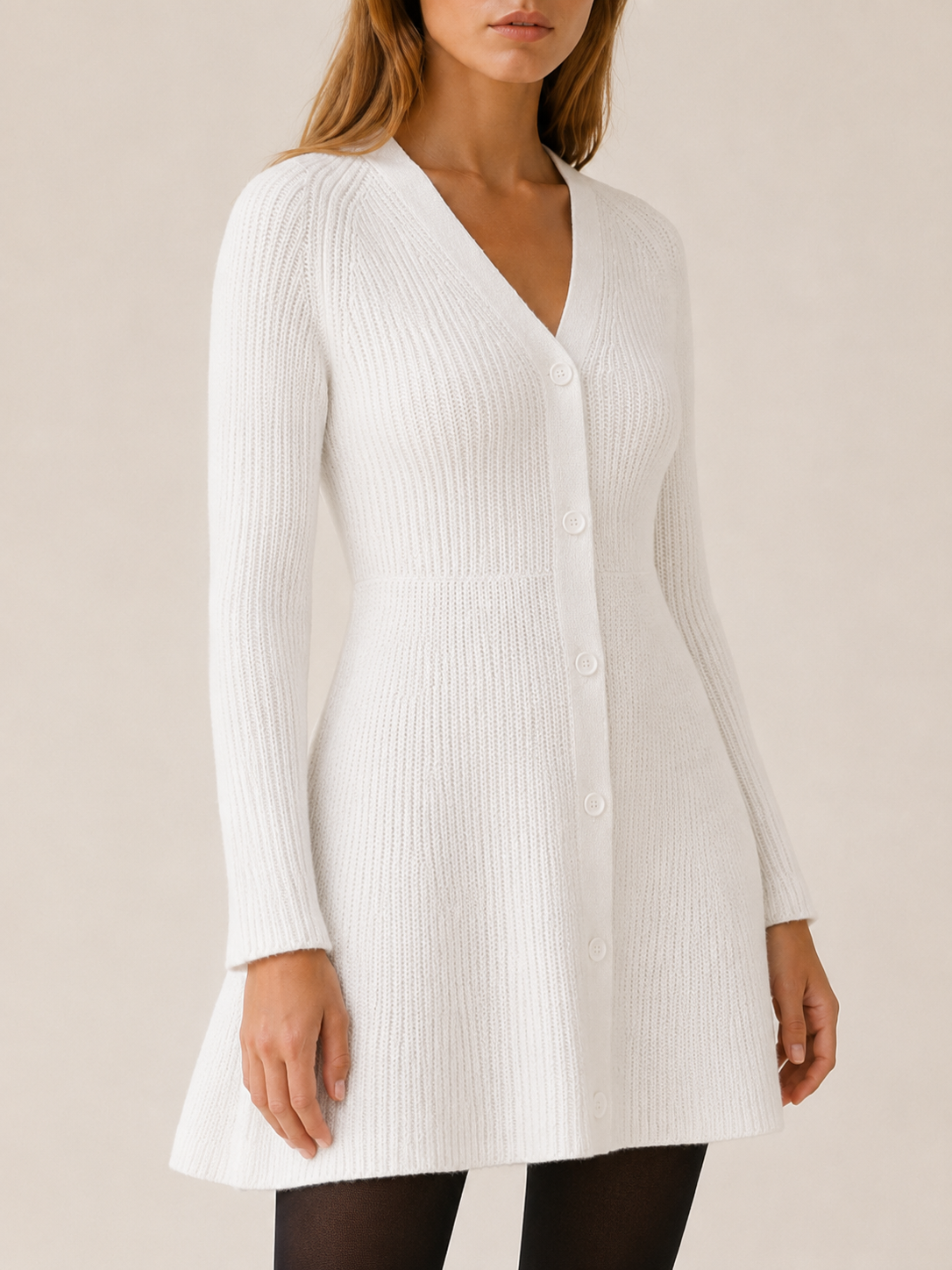 Amoret | Jumper Dress with Button Front and V-Neck