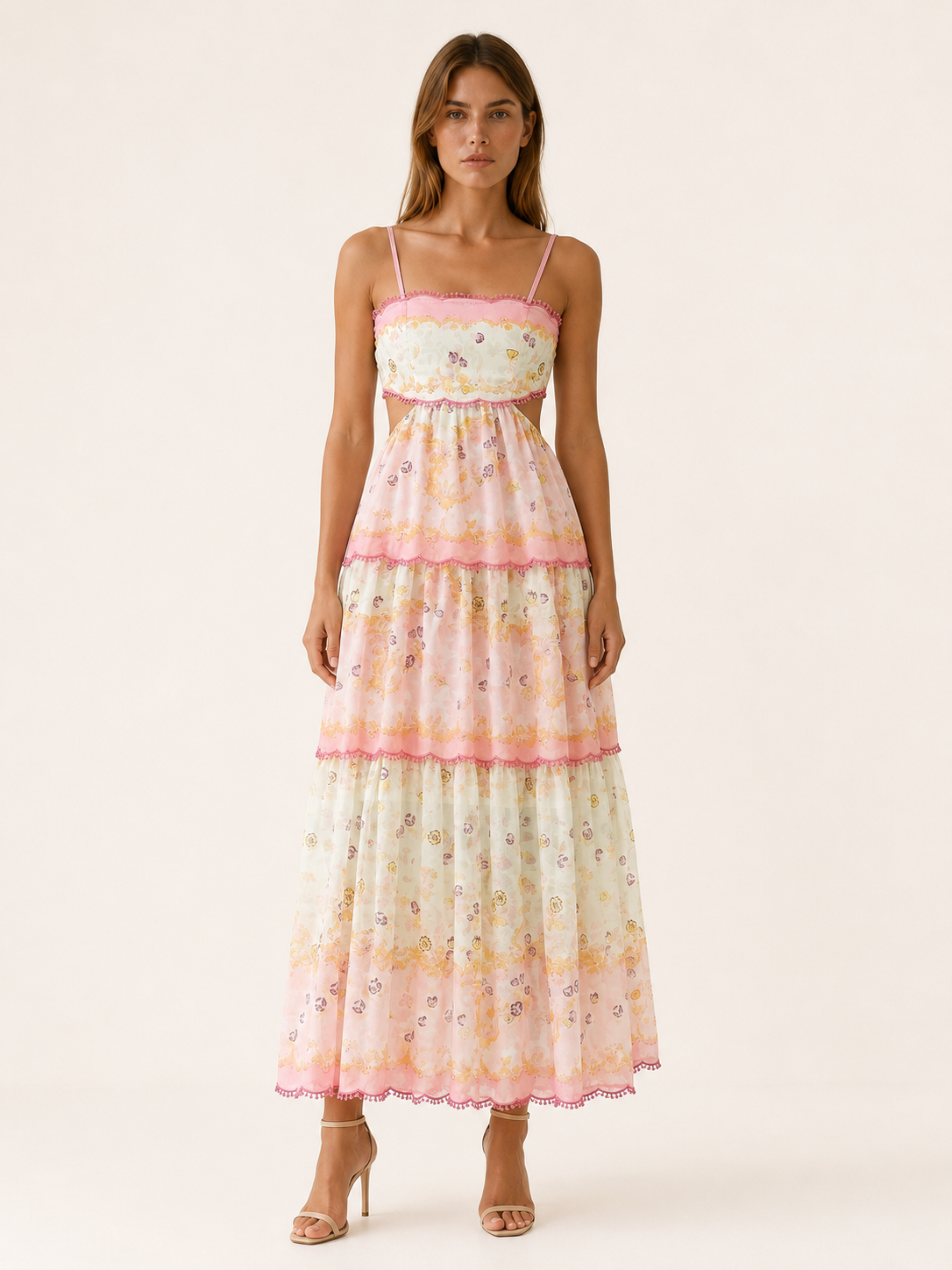 Annika | Floral Maxi Dress with Tiered Ruffle Skirt