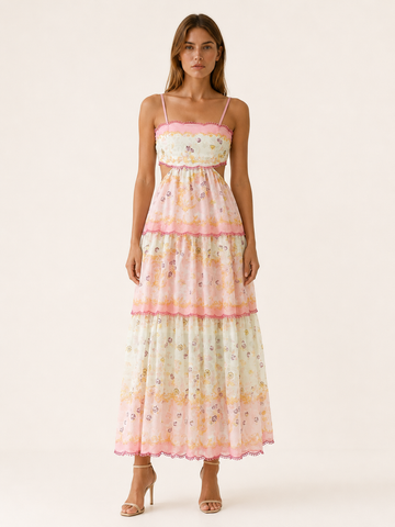 Annika | Floral Maxi Dress with Tiered Ruffle Skirt