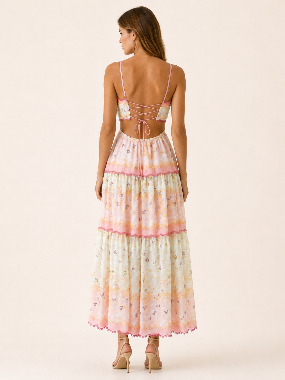 Annika | Floral Maxi Dress with Tiered Ruffle Skirt